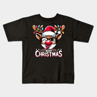 Merry Christmas Rudolph Reindeer Xmas Family holiday Kids T-Shirt